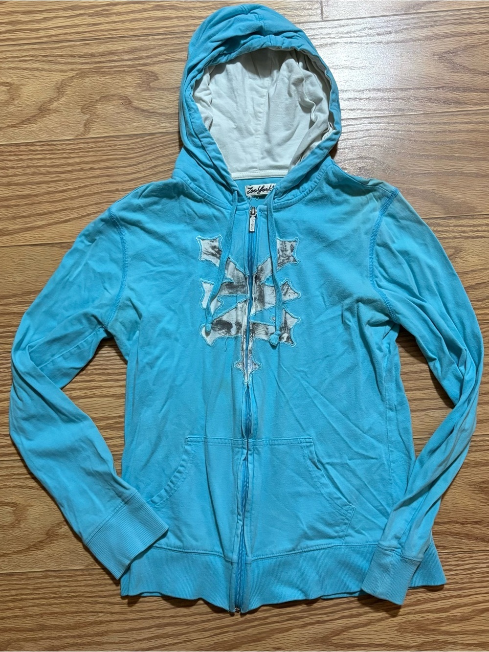 Y2K 2000s Zoo York Grunge Skater Full Zip Hoodie Sweatshirt Small